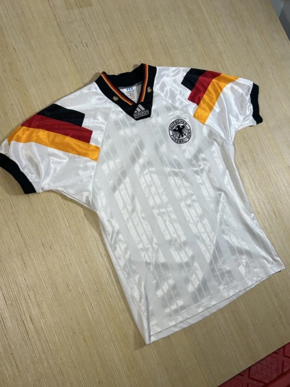 Vintage 1992 Adidas Equipment Germany Soccer Football Jersey Home Kit Sz Small